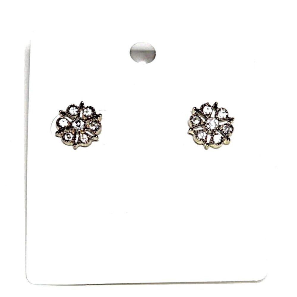 Clear rhinestone flower shaped earrings